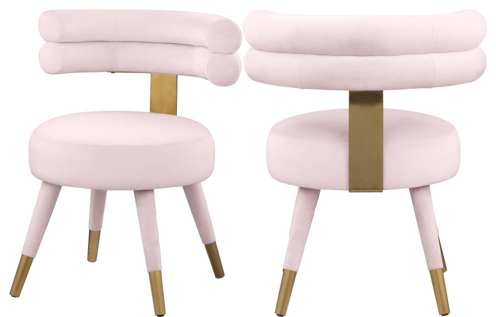 Fitzroy Velvet Upholstered Dining Chair (Set of 2), Pink