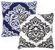 Ox Bay Machine-Made Blue/White Medallion Cotton Blend Pillow Cover, 20"x20"