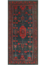 Fine Vintage Distressed Hud Charcoal/Red Rug, 4'9x9'4