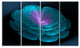 Abstract Blue Floral Fractal Background, Floral Wall Art, 48"x28", 4 Panels