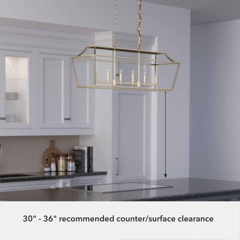 Hunter Laurel Ridge Alturas Gold 6 Light Linear Chandelier Ceiling Light