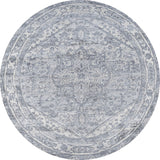 Modern Persian Medallion Light Gray/Ivory 6' Round Area Rug