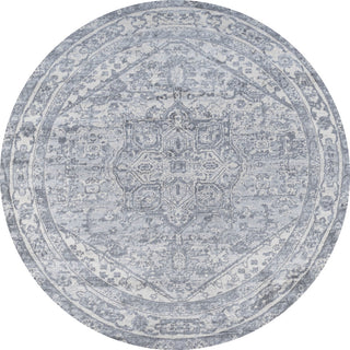 Modern Persian Medallion Light Gray/Ivory 6' Round Area Rug