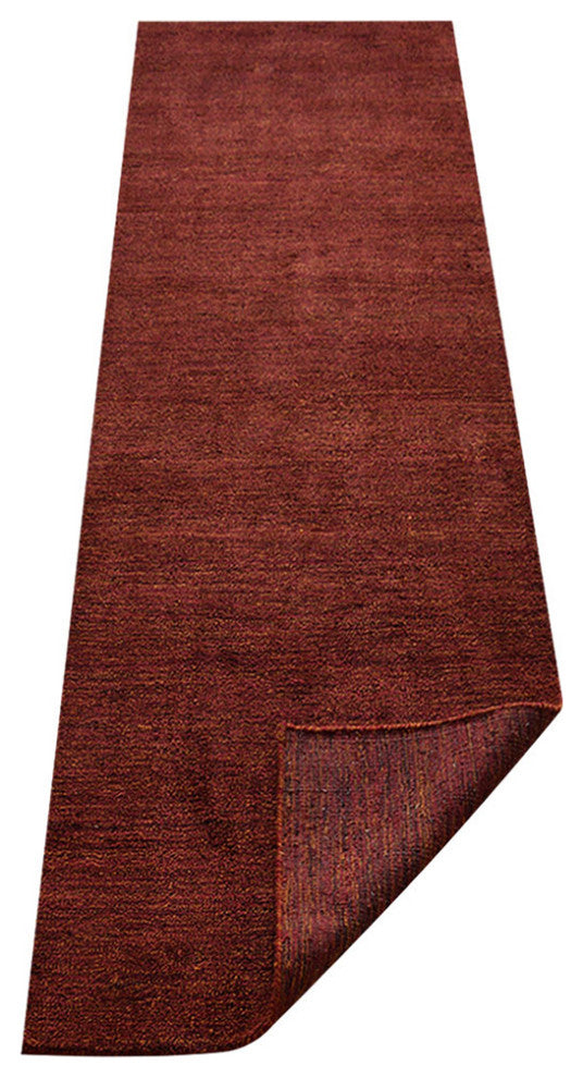 HAND KNOTTED LOOM SILK ECO-FRIENDLY AREA RUGS -2'8''x12',Runner,Red Gold,Solid