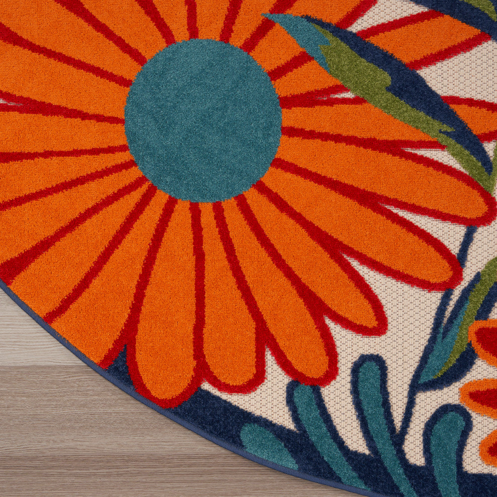 Nourison Aloha 7'10" Round Multicolor Contemporary Area Rug