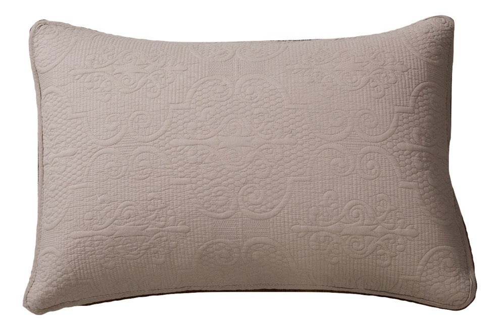 Beige Sand Dollar Floral Cotton King Size Pillow Sham - 20"� x 36"�