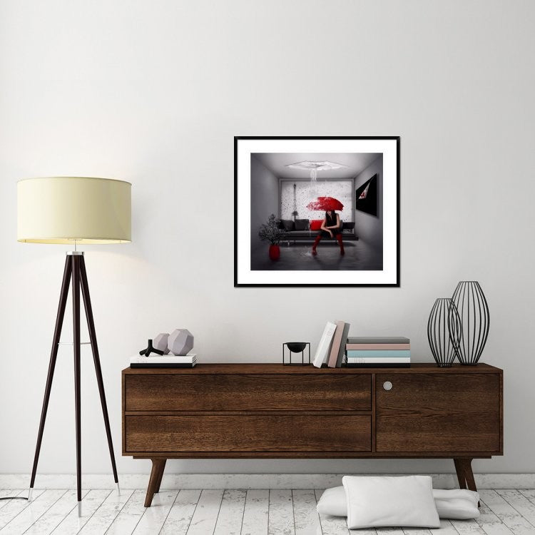 "Rain In Paris" Framed Digital Print by Natalia Simongulashvili, 38x34"