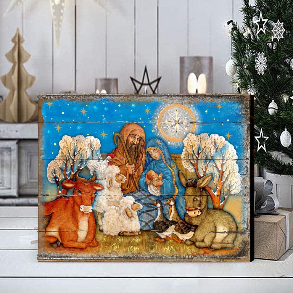 Nostalgic Nativity Wooden Wall Art, Medium 18x12
