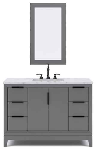 Elizabeth 48" Single Sink Carrara White Marble Vanity, Cashmere Gray