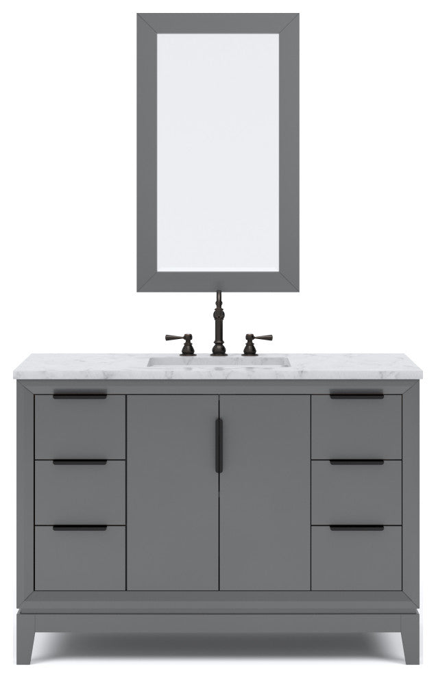 Elizabeth 48" Single Sink Carrara White Marble Vanity, Cashmere Gray