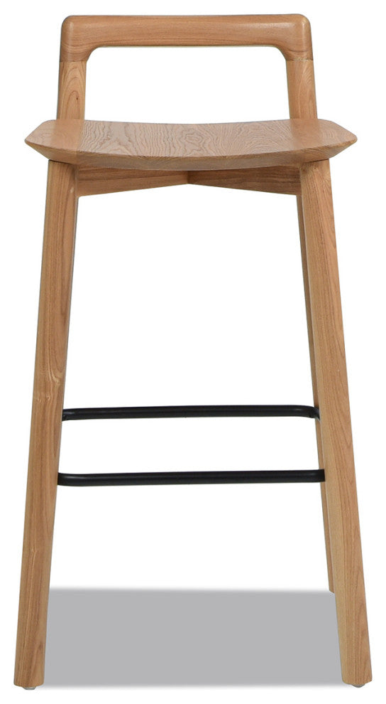 Sven 26.5" Low Back Solid Ash Wood Counter Stool, Natural Blonde