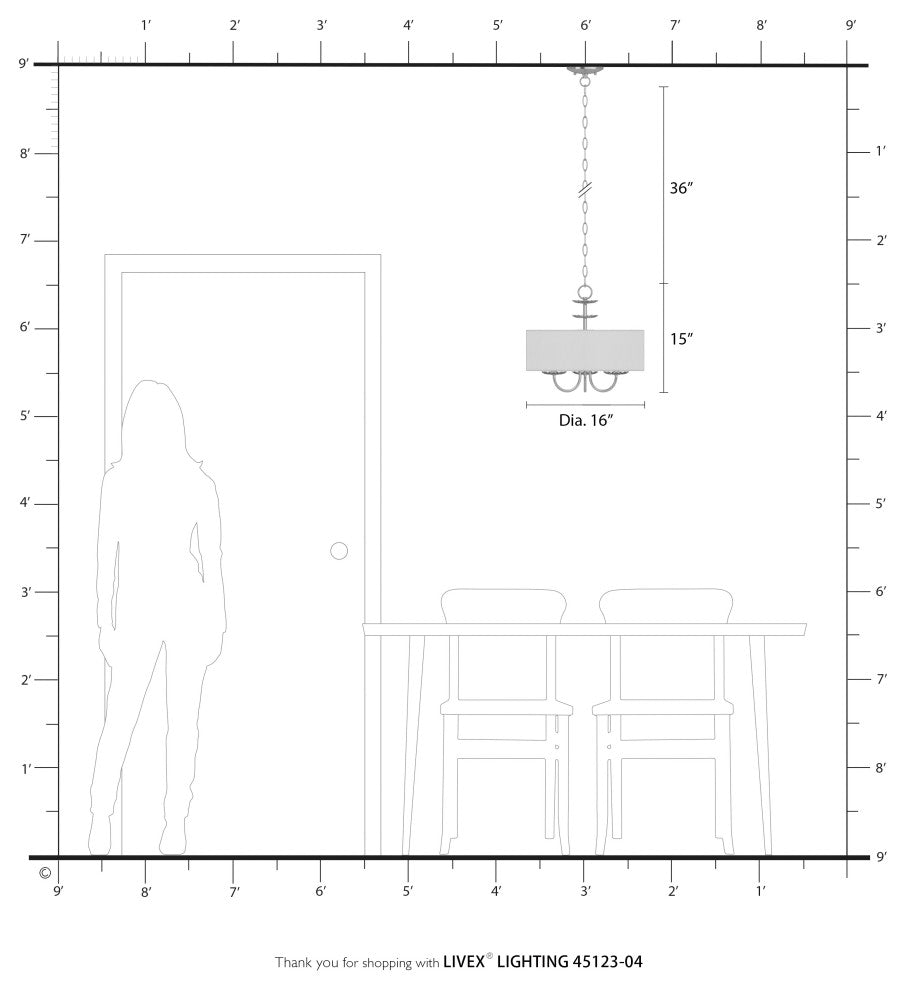 Livex Lighting 3 Light Black Pendant Chandelier