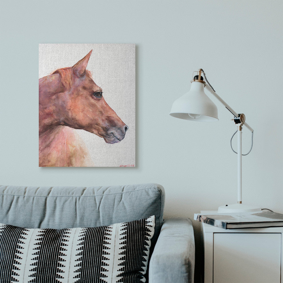 Horse Head Animal Watercolor Painting, 24"x30"