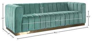 Marlon Velvet Upholstered Sofa, Mint