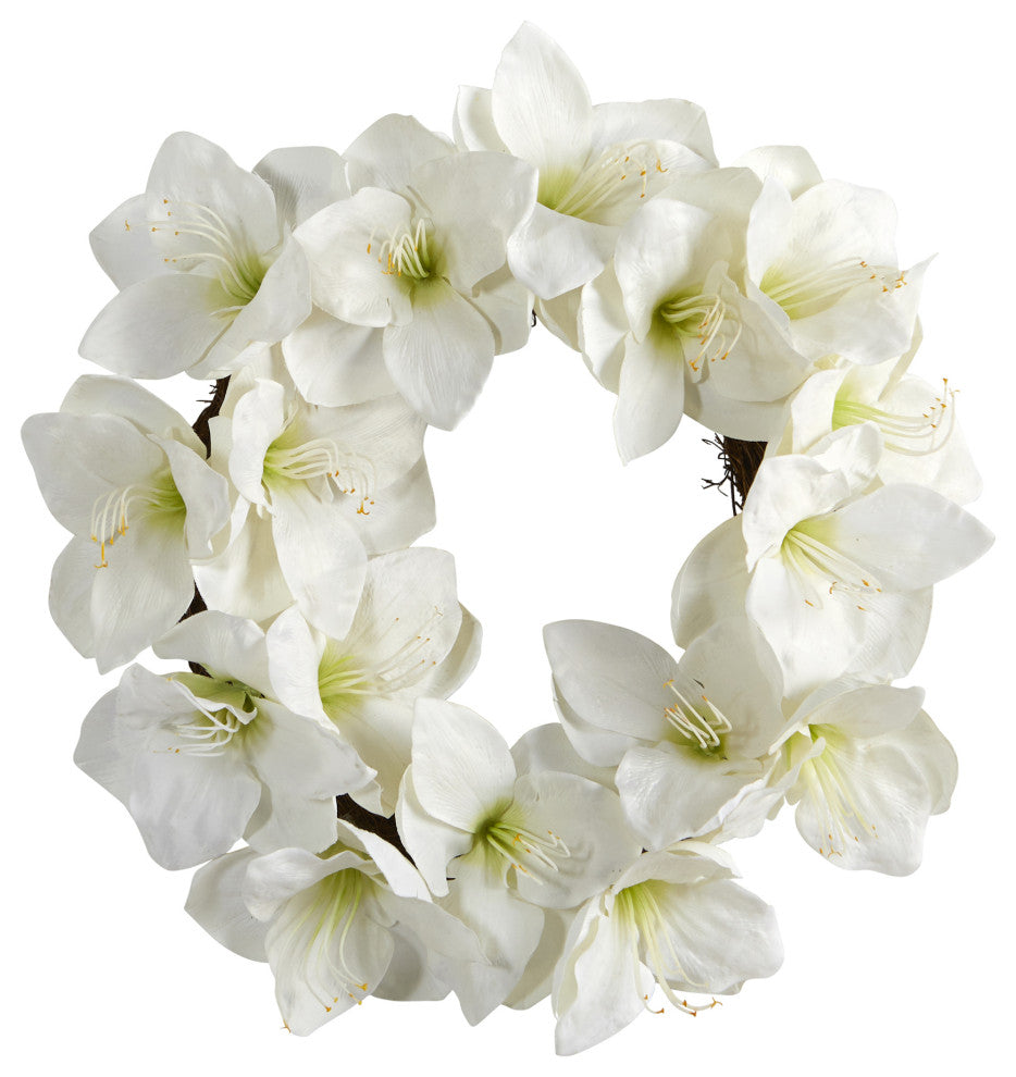 Nearly Natural 18ï¿½ White Amaryllis Artificial Wreath