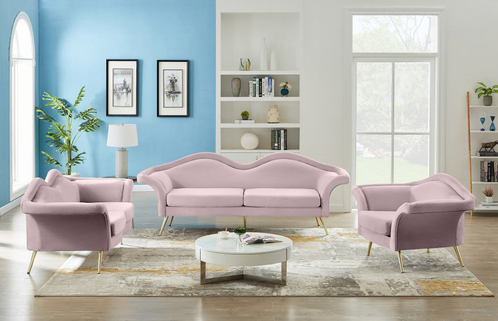 Lips Velvet Upholstered Sofa, Pink