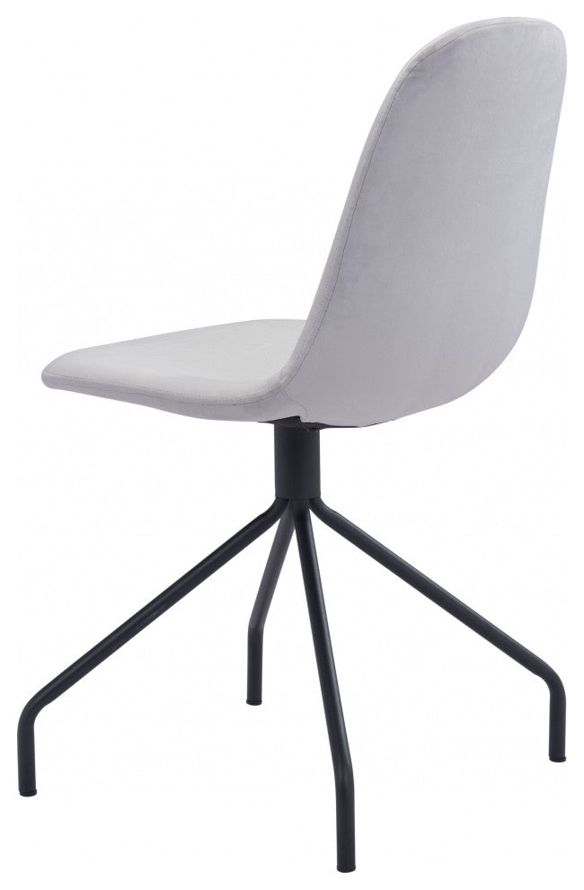 Set of 2 Wide Back Light Gray Velvet Dining or Side Chairs