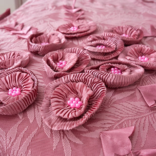 Pink Royal Dreams Faux Satin Ruffle Comforter Set, King