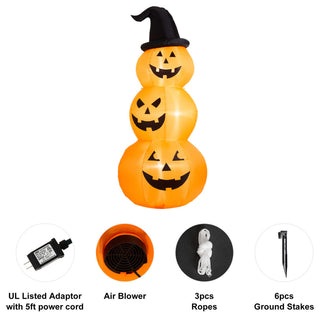8' Lighted Inflatable Jack-O-Lantern Pumpkins Decor, Stacked Pumpkins