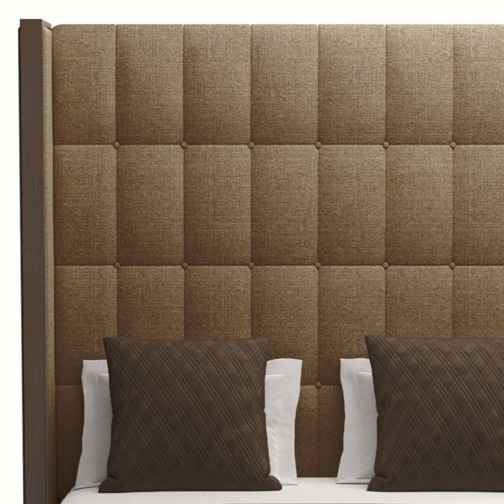 Nativa Interiors Irenne Box Tufted Bed, Brown, Ca King, High 87"