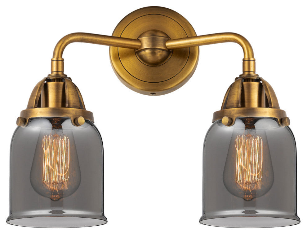 Small Bell Bath Vanity Light, Brushed Brass, Plated Smoke, Plated Smoke