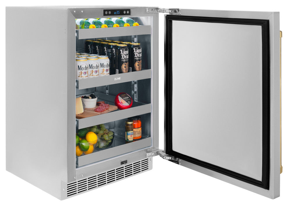 ZLINE 24" Touchstone Beverage Fridge With Solid Stainless, RBSOZ-ST-24-G