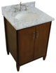 25" Single Sink Vanity, Walnut Finish, White Carrara Marble and Oval Sink