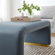 Koda Performance Velvet Waterfall Ottoman - Brass Cadet Blue