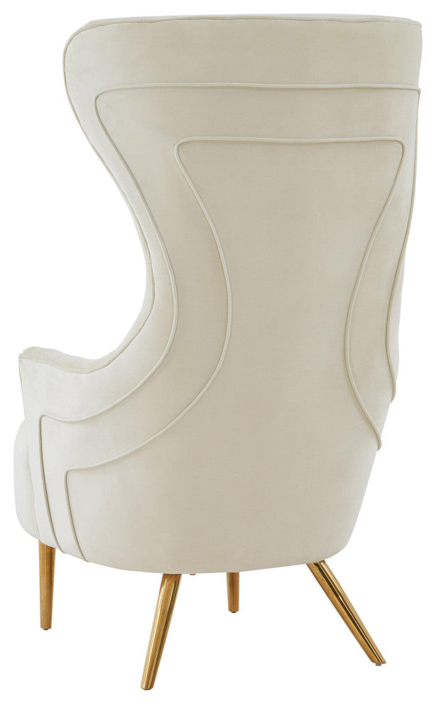 TOV Furniture Jezebel Cream Velvet Wingback Chair