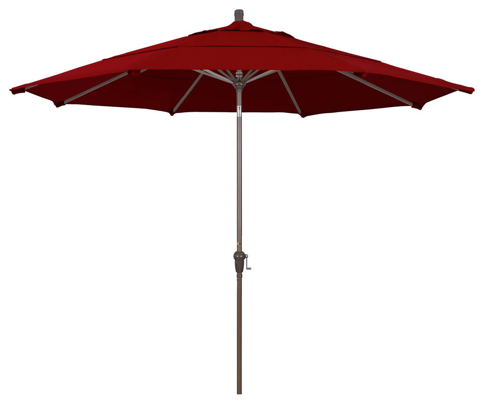11' Champagne Auto-Tilt Crank Aluminum Umbrella, Red Pacifica