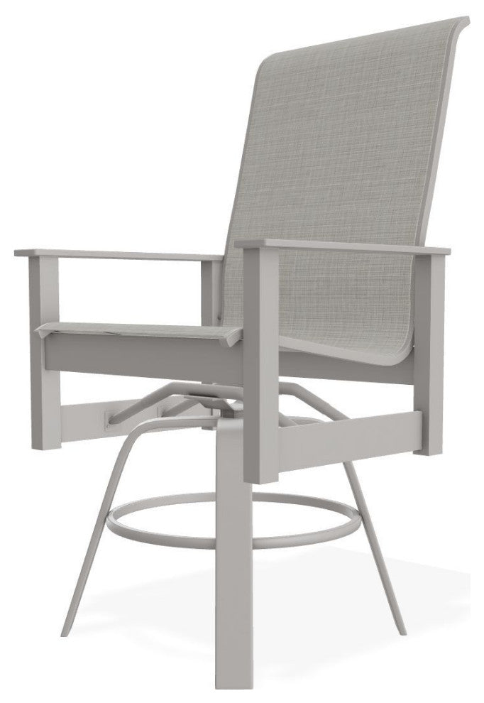 Leeward Sling Balcony Height Outdoor Swivel Armchair, Deacon/Warm Gray
