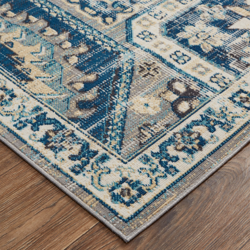 Weave & Wander Kezia Rug, Classic Blue/Opal Gray, 7ft-9in x 10ft-6in