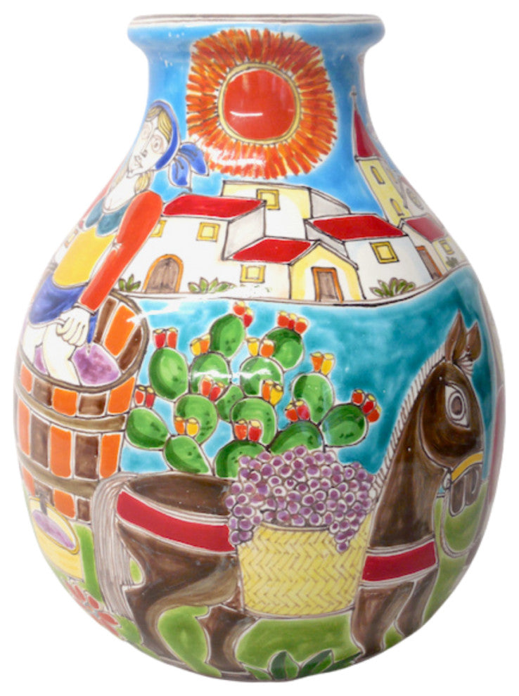 Ceramiche di Sicilia Vase with Grape Harvest