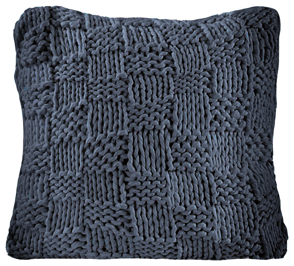 Chess Knit Euro Sham, 27"x27", Navy