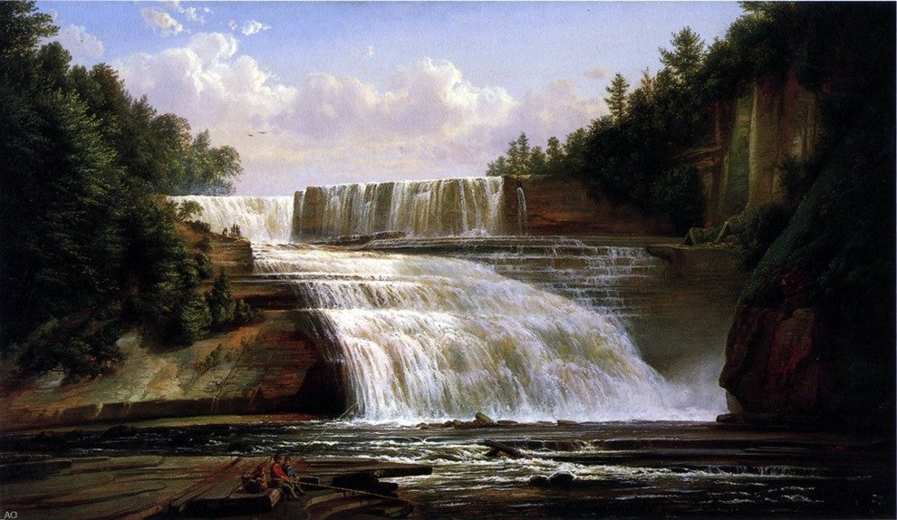 Ferdinand Richardt Trenton High Falls, Gallery Wrapped Canvas Print, 18"x27"