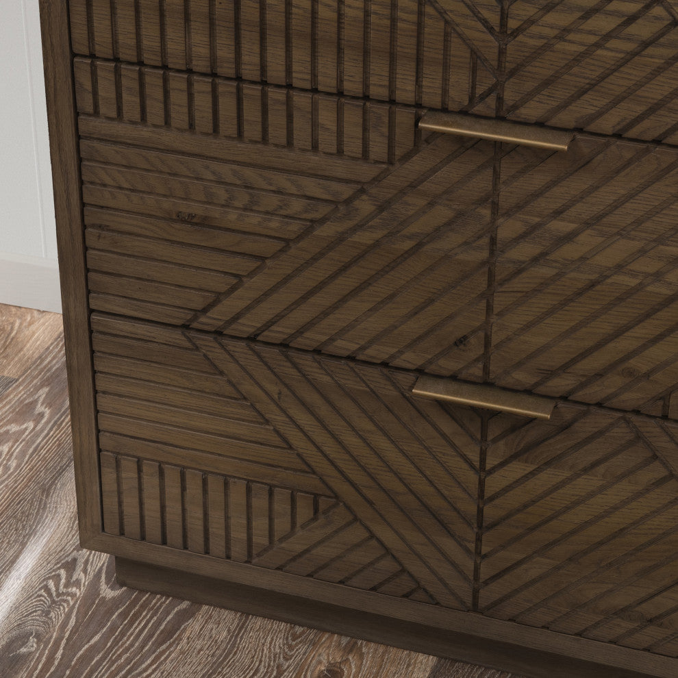 Santa Clara 6-Drawer Wood Dresser, Toasted Brown