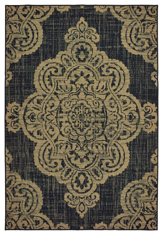 Oriental Weavers Marina Black/ Tan Oriental Indoor/Outdoor Rug 7'10"X10'10"