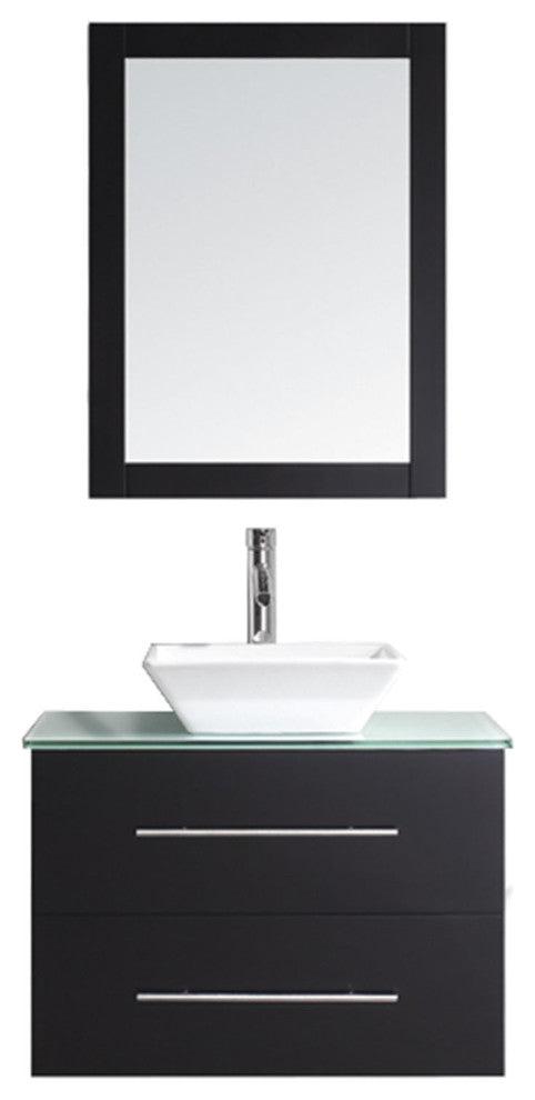 Virtu Marsala 29" Single Bathroom Vanity, Espresso, Faucet, Mirror