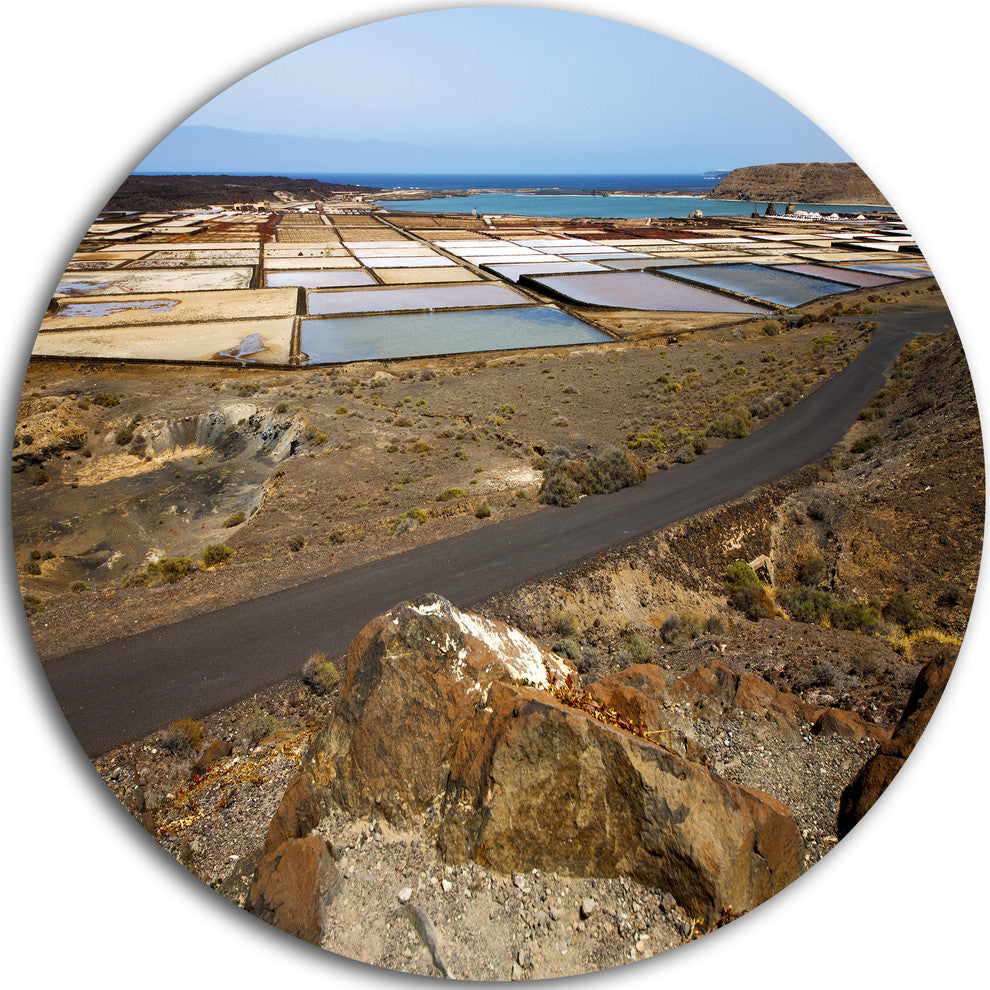 Salt In Lanzarote Spain Musk Pond, Seascape Disc Metal Artwork, 11"