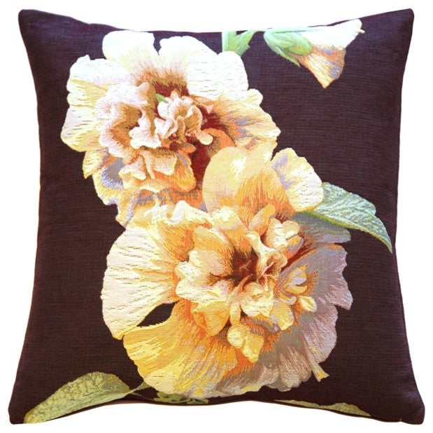 Pillow Decor - Hollyhock Twin Blossoms Tapestry Throw Pillow