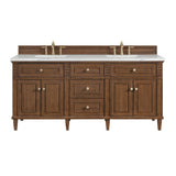 Lorelai 72"Double Vanity, Mid-Century Walnut, 3 CM Ethereal Noctis Top