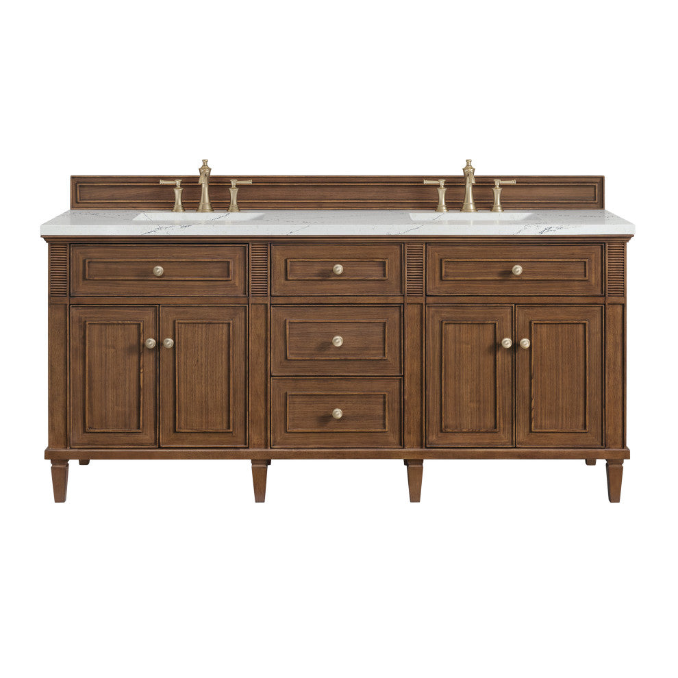 Lorelai 72"Double Vanity, Mid-Century Walnut, 3 CM Ethereal Noctis Top