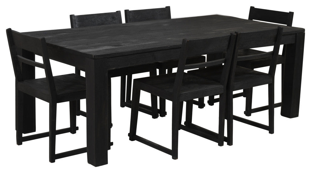 Fernious 84" Dining Table, Dark Gray Finish on Solid Mango Wood