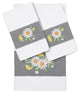 Linum Home Textiles Turkish Cotton Daisy 3-Piece Embellished Towel Set, White