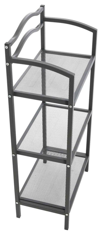 3-Tier Metal Bathroom Storage Shelf, Grey, Grey