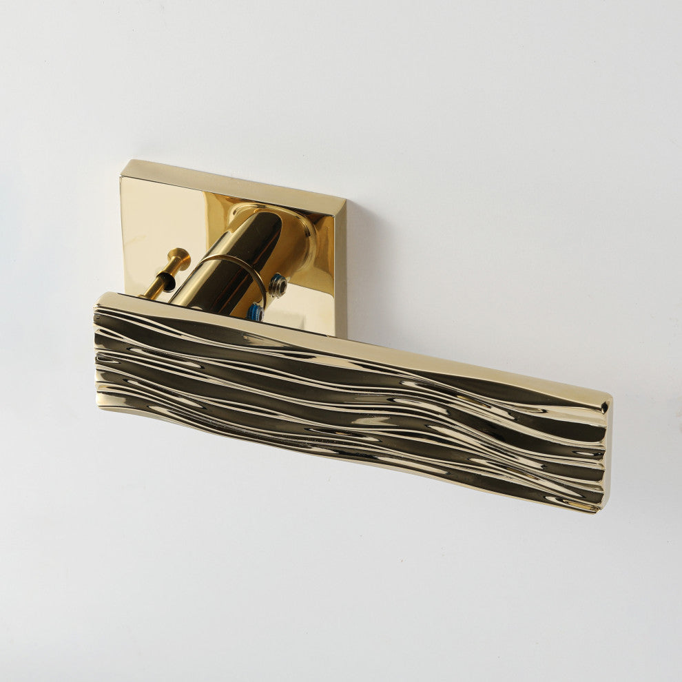 Modern Heavy Duty Designer Interior Door Lever - Ridge Collection, Polished Brass, Passage Right Hand