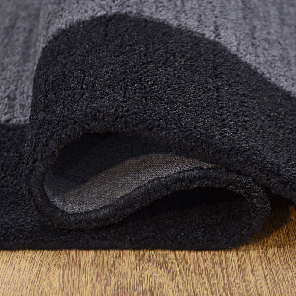 HAND TUFTED WOOL ECO-FRIENDLY AREA RUGS-Charcoal&Black Color,Contemporary