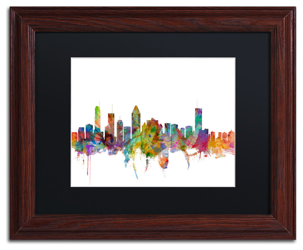 "Montreal, Canada Skyline" Matted Framed Canvas Art by Michael Tompsett