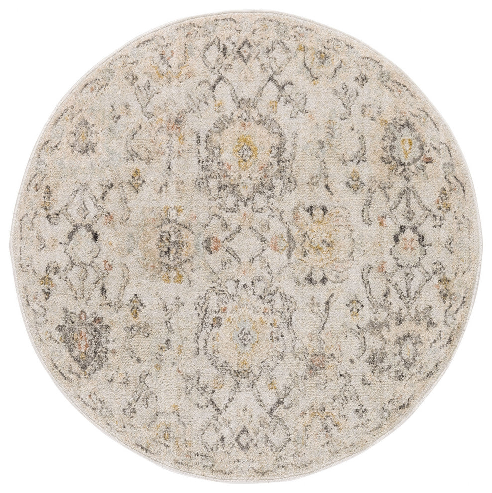 Nourison Oushak Home 7'10" x Round Grey Vintage Indoor Rug