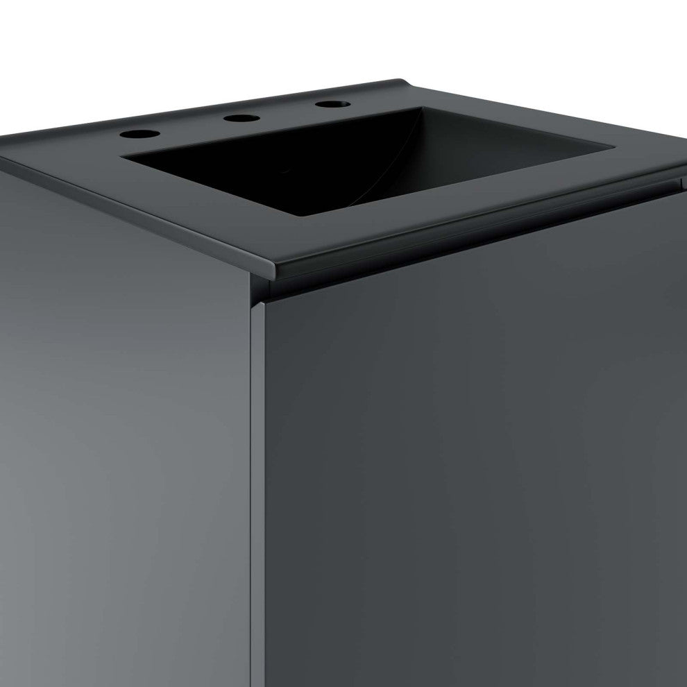 Bryn 18" Wall-Mount Bathroom Vanity, Gray Black